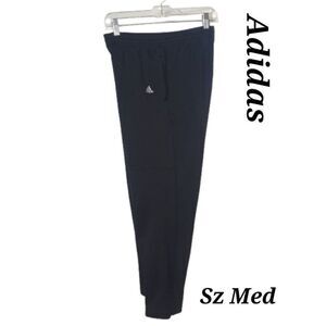 VTG Adidas Men's Pants Medium Black Athletic Fleece Pants Tapered Zippered Cuffs